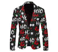Mymyguoe Weihnachtsjacke Herren Weihnacht Sakko Weihnachtsmotiv Suit Jacket Anzugmantel Business Anzugjacken Weihnachtssakko Sportlich Festliches Outfit Party-Blazer Freizeit Urlaubsblazer