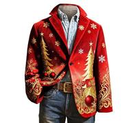 Mymyguoe Weihnachtsjacke Herren Xmas Blazer Weihnachtsmotiv Suit Jacket Anzugmantel Lustig Ugly Anzugjacken Weihnachtssakko Hässliche Weihnachtsjacken Weihnachtsanzug Modern Party Kostüme