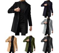 Mymyguoe Wollmantel Herren Trenchcoat Elegant Wintermantel Wolle Mittellang Übergangsmantel Freizeit Lange Jacke Winddichte Windbreaker Business Coat Herrenmantel Mit Knöpfen Winterjacke