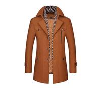 Mymyguoe Wollmantel Herren Wintermantel Slim Fit Business Mäntel Mit Taschen Bequeme Winterjacke Windbreaker Peacoat Kurzmantel Übergangsmantel Trenchcoat Mode Herbstmantel