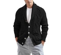 Mymyguoe Zopfmuster Trachtenjacke Herren Strickjacke Strickjacken Trachtenjanker Beiläufig Outdoorjacke Einfarbig Cardigan Strickwaren Strickpullover Mit Knopf V-Ausschnitt