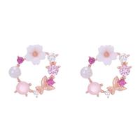 Mypace 925 Silber Gold Set Creolen hängende Ohrringe Für Damen Sweet Metal Flower Pearl Butterfly Diamant Ohrringe Damenschmuck