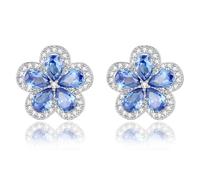 Myrnaist Daisy Ohrringe Damen Edelstahl - Blaue Blumen Ohrstecker Hypoallergen mit CZ, Niedliche Gänseblümchen Ohrringe für Frauen Mädchen, Schmuck Geschenk für Freundin Mama