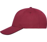 Myrtle Beach Unisex 5-Panel Bio Sandwich Kappe Klassische Cap MB6238 burgundy/black one size