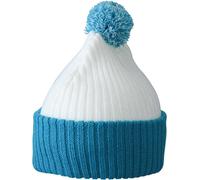 Myrtle Beach Unisex Strickmütze mit Pompon Bommel-Mütze MB7540 white/aqua one size