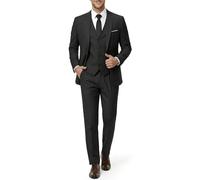 MY'S Herren 3-teiliges Anzug-Set mit Krawatte, EIN-Knopf-Jacke, Weste und Hose, Party, Hochzeit, Abschlussball, Blazer, Weste und Hose, Schwarz, XX-Large