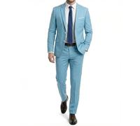 MY'S Herren Slim Fit 2-teiliger Anzug mit zwei Knöpfen Revers Jacke Hose Set mit Krawatte Solide Party Hochzeit Kleid Blazer