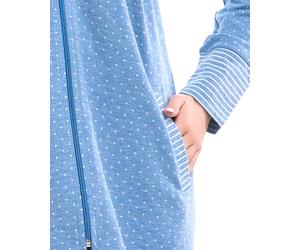 Mysanity® Morgenmantel mit Kapuze aus Fleece Baumwolle, Jeansfarbe 1 St