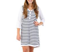 Mysanity® Nachthemd mit Poloöffnung, 3/4-Arm, Weiß 1 St