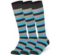 Mysocks 3 Paare Unisex Kniestrümpfe lange Socken Streifen Rosa Asche anthractie