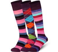 Mysocks Kniestrümpfe Damen Kniestrümpfe Herren - Unisex Knee High Socks Knie Strümpfe - Gekämmte Baumwolle Knie Strümpfe, 3 Paare Multi Design 10, 37-41
