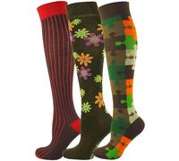 Mysocks Kniestrümpfe Damen Ringelsocken 3 Paar - Unisex Stützstrümpfe Damen Kniestrümpfe Herren - Reitsocken Knee High Socks Lange Socken Damen Karneval 37-41, Multi-Ebene-104