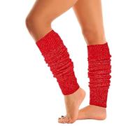 Mysocks Warme Stulpen Damen mit Wolle für Winter Flexibel Weich Beinstulpen Damen, Beinwärmer Kniestrümpfe wenn es Kalt ist, rot gesprenkelter Glitzer
