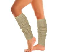 Mysocks Warme Stulpen Damen mit Wolle für Winter Flexibel Weich Beinstulpen Damen, Beinwärmer Kniestrümpfe wenn es Kalt ist, Beige