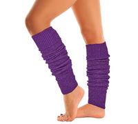 Mysocks Warme Stulpen Damen mit Wolle für Winter Flexibel Weich Beinstulpen Damen, Beinwärmer Kniestrümpfe wenn es Kalt ist, lila gesprenkelter Glitzer