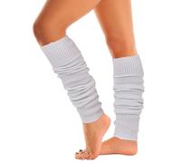 Mysocks Warme Stulpen Damen mit Wolle für Winter Flexibel Weich Beinstulpen Damen, Beinwärmer Kniestrümpfe wenn es Kalt ist, weiß gesprenkelter Glitzer