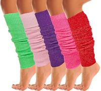 Mysocks Warme Stulpen Damen mit Wolle für Winter Flexibel Weich Beinstulpen Damen, Beinwärmer Kniestrümpfe wenn es Kalt ist, 5 Paar glitzernd 102