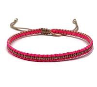 MYSTIC JEWELS - Armband Macrame - Kabbalah-Garn mit 2 Farben, Amulett, Schutz gegen böse Augen, Glück, Good Luck (Fuchsia - Beige)