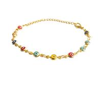 MYSTIC JEWELS - Armband mit türkischem Auge, vergoldet, hypoallergen, robuster Verschluss, 15 + 5 cm, 15+5 Cm / 6"+2", Legierter Stahl Glas, Kein Edelstein