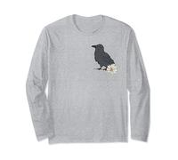 Mystische Krähe mit Blume Comic Kunst - Herren Damen Kinder Langarmshirt