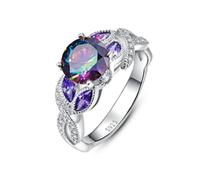 Mystische Regenbogen Topas S925 Sterling Silber Ringe Saphir Verlobungsring für Frauen Original Weiblicher Schmuck