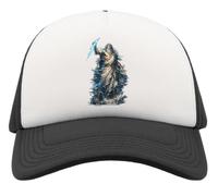 Mythical God Wielding Lightning Half Mesh Trucker Cap Baseball Hat Snapback Black