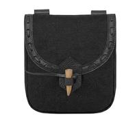 Mythrojan Mittelalter Gürteltasche - Black, 8" x 7", Leinwand, Schnalle, Wasserfest, 1 Tasche, Waist Pack, Ideal für LARP, Cosplay & Mittelalterveranstaltungen