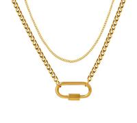 MYYCYCV Halskette Anhänger Europäischer und amerikanischer Schmuck, geometrische Sonderform, spezifische ovale Schnalle, doppelt gestapelte Schlüsselbeinkette Geschenk