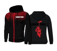 MYYLY 2024 Neuer Kapuzenpullover für Herren von Linkin Park, langärmelig, Sweatshirt mit Reißverschluss, Pullover, 3D-Druck, Kapuzenpullover für Teenager mit Kordelzug und Tasche,A-S