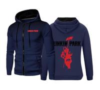 MYYLY 2024 Neuer Kapuzenpullover für Herren von Linkin Park, langärmelig, Sweatshirt mit Reißverschluss, Pullover, 3D-Druck, Kapuzenpullover für Teenager mit Kordelzug und Tasche,H-S
