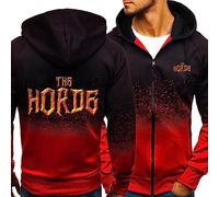 MYYLY Herren Hoodie Mit Reißverschluss Für Warcraft World Kapuzen Sweatshirt Für Die Horde Bedruckter Trainingsanzug Lässiger Kapuzenpullover Modische Jacken Langärmlige Pullover,Red-Adults/3XL