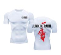 MYYLY Kurzärmelige Sport-T-Shirts für Herren für Linkin Park,Kompressionskleidung,Lauf-T-Shirts,Basisschicht-Oberteil,Fitness-T-Shirt für Workout-Fitnessstudio-Kleidung für Männer,D-S