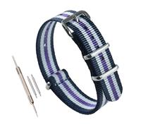 MZBUTIQ 14mm Blau/Weiß/Lila Nylon Strap Uhrenarmband Watch Belt für Herren Damen Polished Schnalle