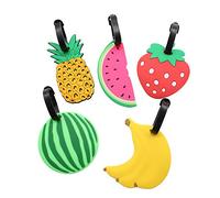 Mziart Gepäckanhänger mit bunten Früchten, für Gepäck, Koffer, Rucksack, 5 Stück (Banane, Ananas, Erdbeere, 2 Wassermelonen)