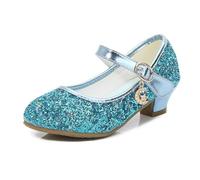MZPOZB Glitzer Kinder Tanzschuhe Mädchen High Heels Kinder Lederschuhe Mädchen Hochzeit Prinzessin Lederschuhe Rote Pailletten Student Tanzschuhe Mädchen Sandalen Glänzend Glitzernd Schuhe(Blue,26)