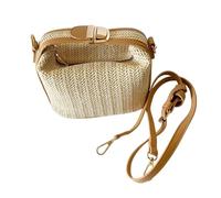 MZPOZB Korbtaschen Damen Stroh Sommer Strandtasche Weben Stroh Frauen Handtaschen Kleine Umhängetasche for Frauen Eimer Tasche Schloss Griff Umhängetaschen Handtaschen