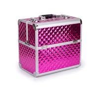 N&BF Kosmetikkoffer Groß Pink Diamond | Abschließbarer Schminkkoffer & Beautycase aus Aluminium | Nagelkoffer mit 4 Ausklappfächern | Makeup Koffer & Friseurkoffer 36,5 x 22,5 x 35,5 cm