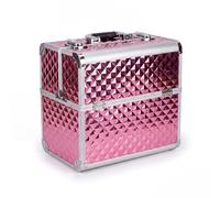N&BF Kosmetikkoffer Groß Rosé Diamond | Abschließbarer Schminkkoffer & Beautycase aus Aluminium | Nagelkoffer mit 4 Ausklappfächern | Makeup Koffer & Friseurkoffer 36,5 x 22,5 x 35,5 cm