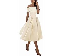 N/ C SAYNO Damen Partykleid, kurz, schulterfrei, knielang, Brautjungfernkleid, Abendkleid, champagnerfarben, 50