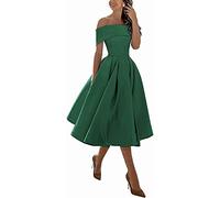 N/ C SAYNO Damen Partykleider Kurz Schulterfrei Knielang Brautjungfer Abendkleid, grün, 40