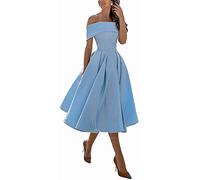 N/ C SAYNO Damen Partykleider Kurz Schulterfrei Knielang Brautjungfer Abendkleid, himmelblau, 38