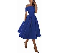 N/ C SAYNO Damen Partykleider Kurz Schulterfrei Knielang Brautjungfer Abendkleid, königsblau, 40