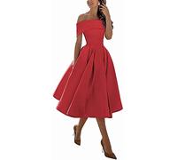 N/ C SAYNO Damen Partykleider Kurz Schulterfrei Knielang Brautjungfer Abendkleid, rot, 46