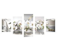 N/E DIY 5D Diamant malerei 5-Bilder 5D Diamond Painting Voll gross Strass Stickerei kreuzstich Blume Wand Deko (95x45cm) (02)