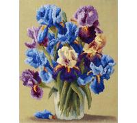 N.LANSHAN 11CT Diy Cross Stitch Kit Farbenfrohe Iris Kreuzstich Stickpackung Vorgedruckt, Stickbild Sticken Stickset Mit Anleitung Geschenk Für 80x100cm