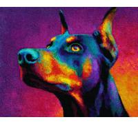 N.LANSHAN 11CT Diy Embroidery Kit Farbige Dobermann Pinscher Tiere Kreuzstich Stickpackungen Vorgedruckt, Stickerei Set Stickset Sticken Kit Erwachsene Anfänger 40x50cm