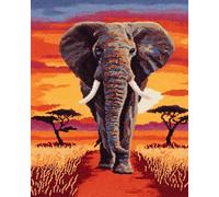N.LANSHAN 11CT Diy Stickset Für Anfänger Elefanten - Tiere Und Landschaften Kreuzstich Stickpackung Vorgedruckt, Stickbild Sticken Stickset Mit Anleitung Geschenk Für 60x80cm