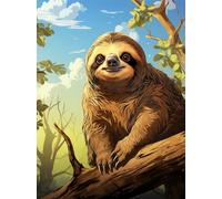 N.LANSHAN Stickbilder Kreuzstich,Stickpackung Stickbild Stickvorlage Sticken Stickset Das Faultier Liegt Auf Dem Baum 40X50Cm Home Decor Kreativität Geschenke 11Ct (Vorgedruckte Leinwand) Di