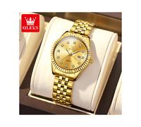 (N5526 Gold) OLEVS Damenuhren Luxus Rolex Stil Elegante Edelstahl Diamant Armbanduhr Wasserdicht