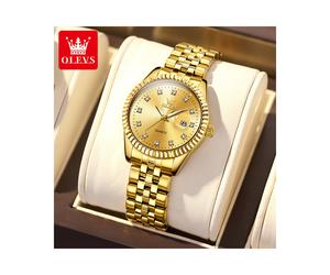 (N5526 Gold) OLEVS Damenuhren Luxus Rolex Stil Elegante Edelstahl Diamant Armbanduhr Wasserdicht